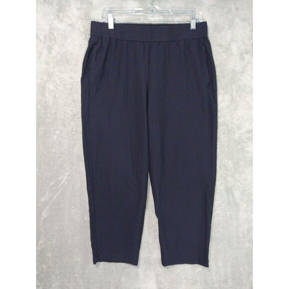 Eileen Fisher Pants Womens Small Navy Blue Crepe Straight Leg Cropped Washable - Picture 1 of 9